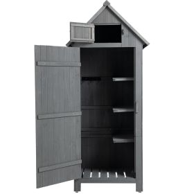 30.3'L X 21.3'W X 70.5'H Outdoor Storage Cabinet Tool Shed Wooden Garden Shed Gray