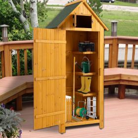 30.3'L X 21.3'W X 70.5'H Outdoor Storage Cabinet Tool Shed Wooden Garden Shed Natural