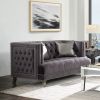 Hegio Loveseat w/2 Pillows; Gray Velvet 55266