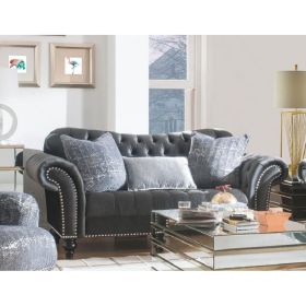 Gaura Loveseat w/3 Pillows in Dark Gray Velvet 53091