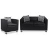 Sofa Set Armchair and 2-Seater Black Faux Leather