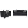 Sofa Set 2-Seater and 3-Seater Black Faux Leather