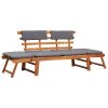 2-in-1 Patio Daybed with Cushion 74.8" Solid Acacia Wood