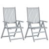 Patio Reclining Chairs 2 pcs Gray Solid Acacia Wood