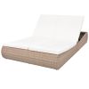 Patio Lounge Bed Poly Rattan Beige