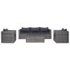 6 Piece Patio Sofa Set with Cushions & Pillows Poly Rattan Gray