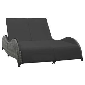 Double Sun Lounger with Cushion Poly Rattan Anthracite