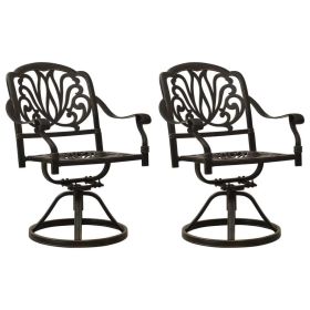 Swivel Patio Chairs 2 pcs Cast Aluminum Bronze