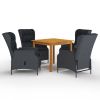 5 Piece Patio Dining Set Dark Gray