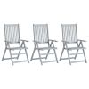 Patio Reclining Chairs 3 pcs Gray Solid Acacia Wood