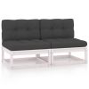 Patio Middle Sofas with Anthracite Cushions 2 pcs Solid Pinewood