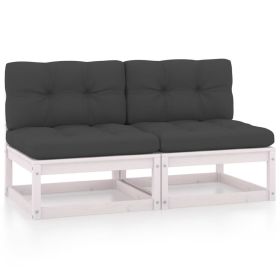 Patio Middle Sofas with Anthracite Cushions 2 pcs Solid Pinewood