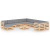 12 Piece Patio Lounge Set with Cushions Solid Pinewood