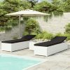 3 Piece Patio Sun Loungers with Tea Table Poly Rattan White