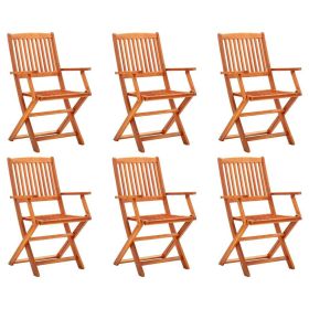 Folding Patio Chairs 6 pcs Solid Eucalyptus Wood