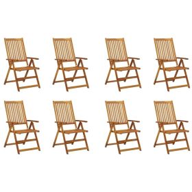 Folding Patio Chairs 8 pcs Solid Acacia Wood