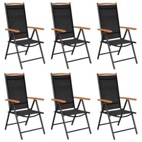 Folding Patio Chairs 6 pcs Textilene Black