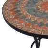 Mosaic Bistro Table Orange/Gray 23.6" Ceramic