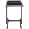 Patio Table Black 43.3"x20.9"x28.3" Glass and Poly Rattan