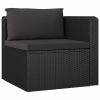 4 Piece Patio Sofa Set with Cushions Poly Rattan Black