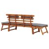 2-in-1 Patio Daybed with Cushion 74.8" Solid Acacia Wood