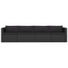 4 Piece Patio Sofa Set with Cushions Poly Rattan Black