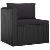 4 Piece Patio Sofa Set with Cushions Poly Rattan Black