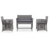 4 Piece Patio Lounge Set with Cushion Poly Rattan Anthracite