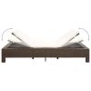 2-Person Sunbed with Cushion Brown Poly Rattan