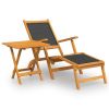 Patio Deck Chair with Table Solid Wood Acacia and Textilene