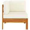 2 Piece Patio Lounge Set with Cream White Cushions Acacia Wood