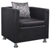 Sofa Set Armchair and 3-Seater Black Faux Leather