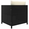 Patio Sofa with Cushions Black Poly Rattan