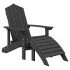 Patio Adirondack Chairs with Footstool & Table HDPE Anthracite