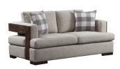 Niamey Loveseat w/2 Pillows; Fabric & Walnut 54851
