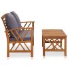 2 Piece Patio Lounge Set with Cushions Solid Acacia Wood
