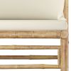 10 Piece Patio Lounge Set with Cream White Cushions Bamboo
