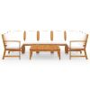 9 Piece Patio Lounge Set with Cushion Cream Solid Acacia Wood