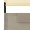 Double Sun Lounger with Canopy Textilene Taupe and Cream