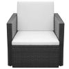 Patio Chair with Cushions and Pillows Poly Rattan Black