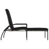 Sun Lounger with Footrest PE Rattan Gray