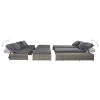 Patio Lounge Set 15 Pieces Poly Rattan Gray