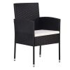 Patio Chair 2 pcs Poly Rattan Black