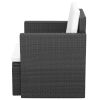 Patio Chair with Cushions and Pillows Poly Rattan Black