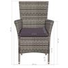 Patio Chair and Stool with Cushions Poly Rattan Gray