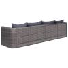 4 Piece Patio Sofa Set with Cushions Gray Poly Rattan