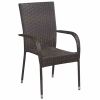 Stackable Patio Chairs 2 pcs Poly Rattan Brown
