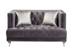 Hegio Loveseat w/2 Pillows; Gray Velvet 55266
