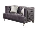 Hegio Loveseat w/2 Pillows; Gray Velvet 55266