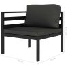 3 Piece Patio Lounge Set with Cushions Aluminum Anthracite